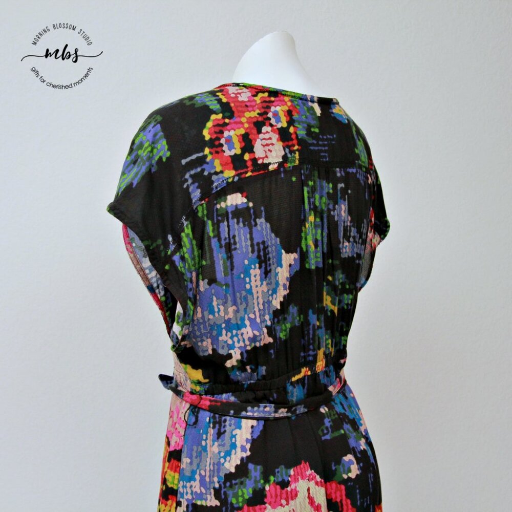 Anthropologie Astrid Needlepoint Floral Surplice Tie Waist Mini Dress - Picture 9 of 16